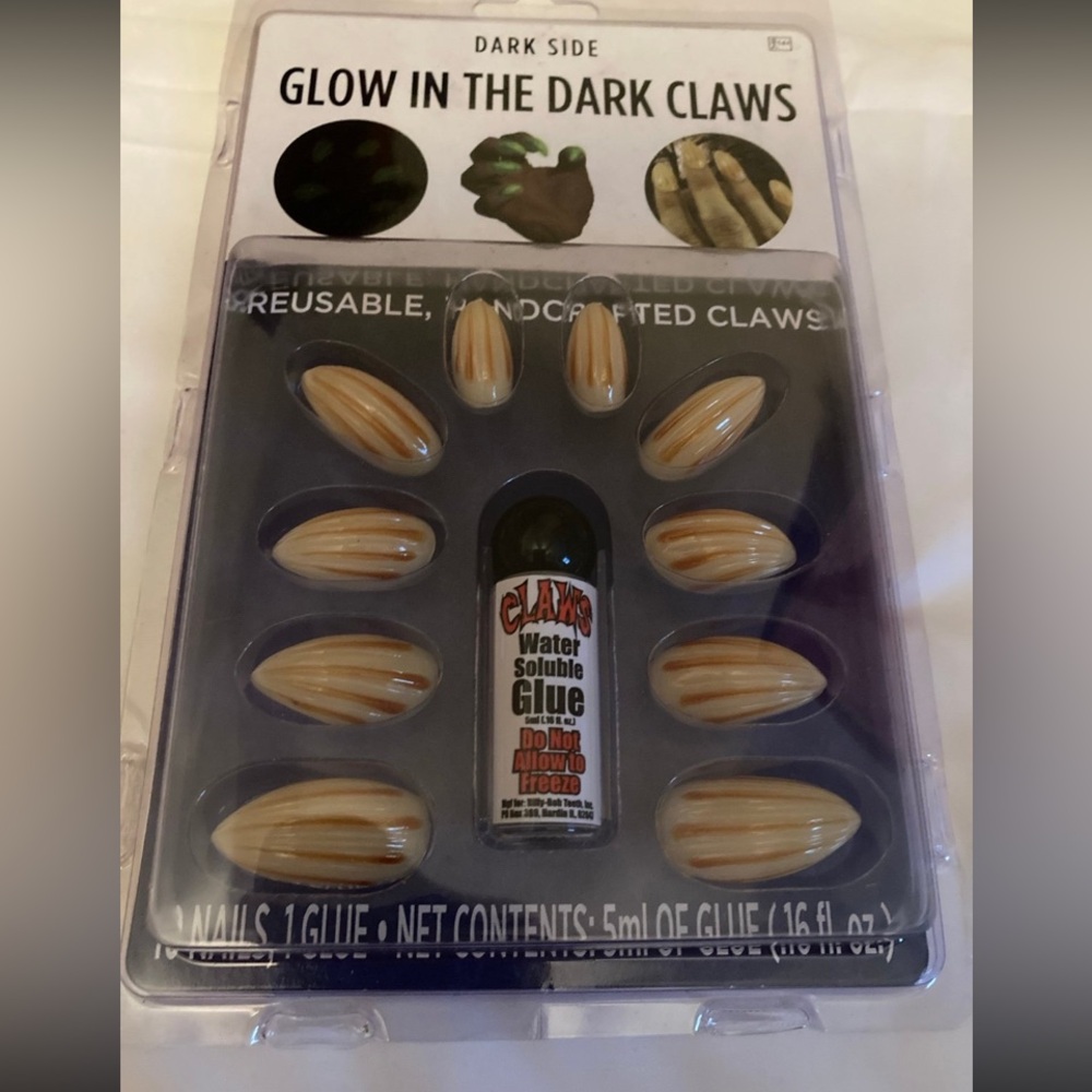 Halloween Costume Nails Cosplay Nails, Claws, Scary Nails, Glow in the dark